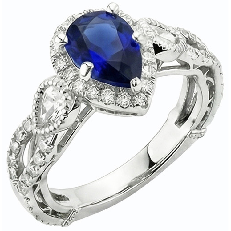 naturel pear diamant 4carats bague angle de côté