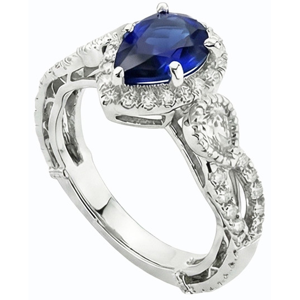 naturel pear diamant 4carats bague détail rapproché