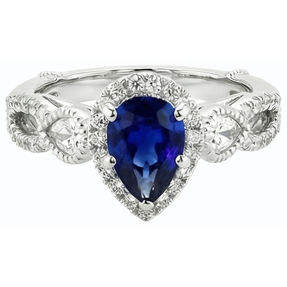 naturel pear diamant 4carats bague vue de dessus