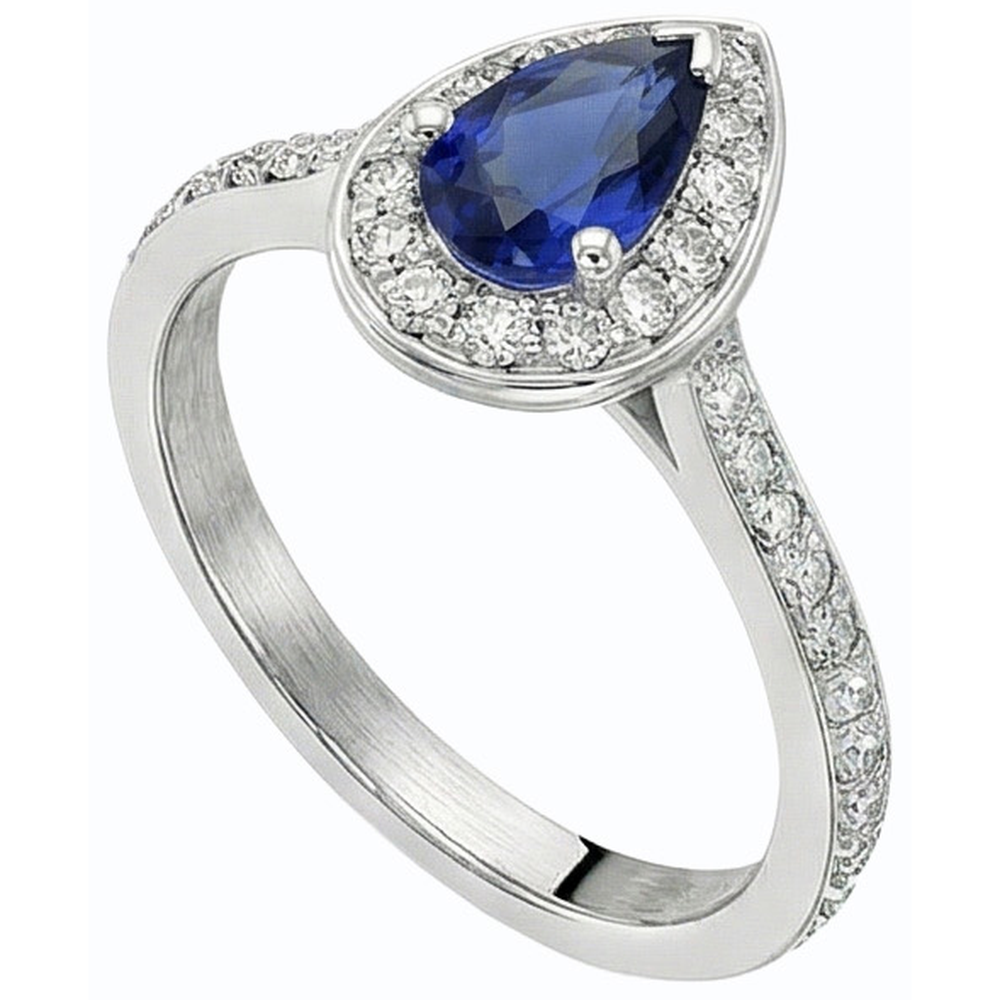 naturel pear diamant 4carats bague vue de dessus
