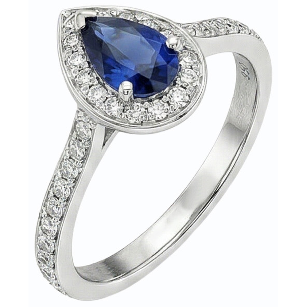 naturel pear diamant 4carats bague vue de profil