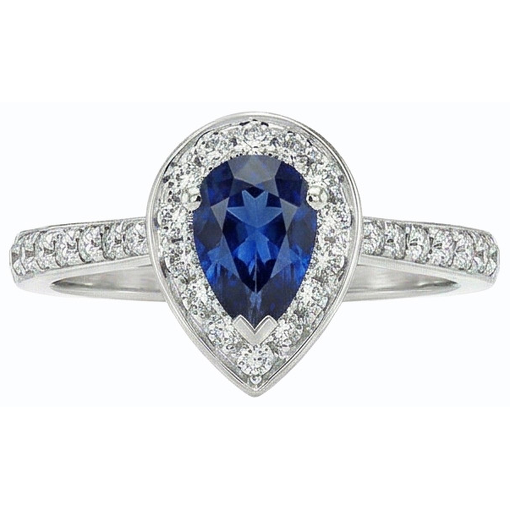 naturel pear diamant 4carats bague sur blanc