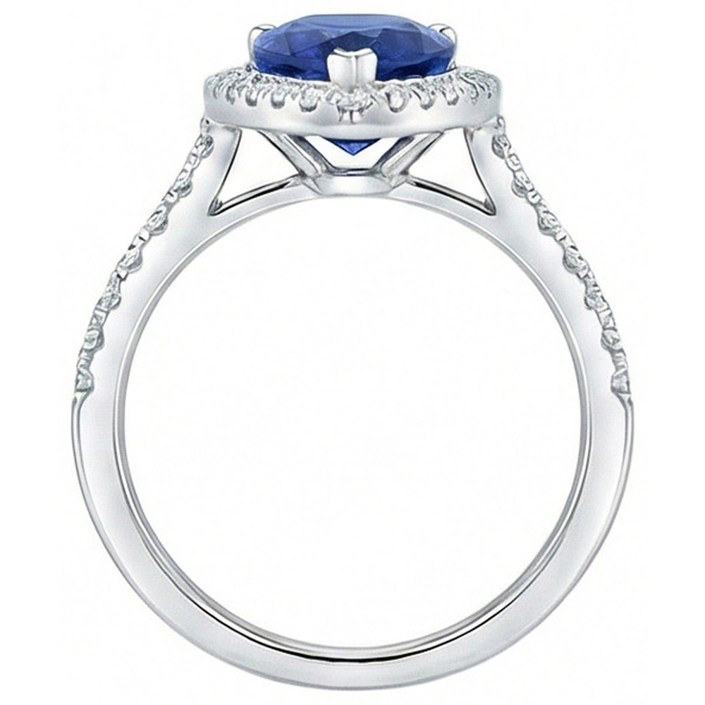 naturel pear diamant 3.25carats bague vue de profil
