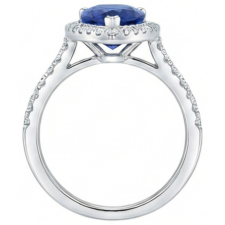 naturel pear diamant 3.25carats bague vue de profil