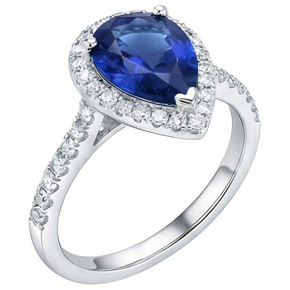 naturel pear diamant 3.25carats bague vue de face