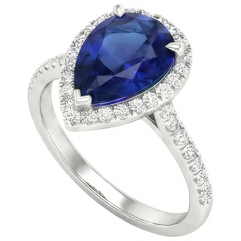 naturel pear diamant 3.25carats bague détail rapproché