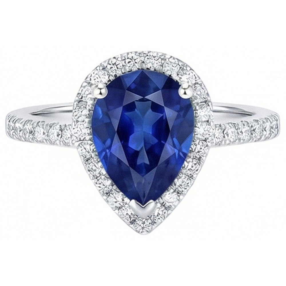 naturel pear diamant 3.25carats bague angle de côté