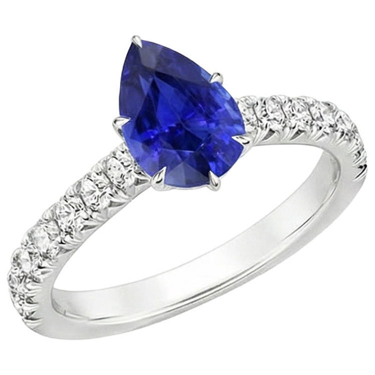 naturel pear diamant 5.50carats bague détail rapproché