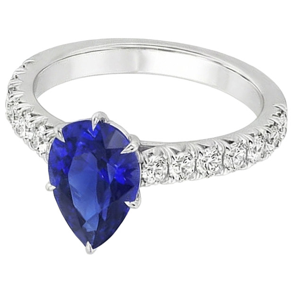 naturel pear diamant 5.50carats bague vue de dessus