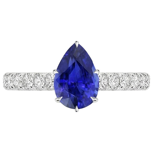 naturel pear diamant 5.50carats bague vue de profil