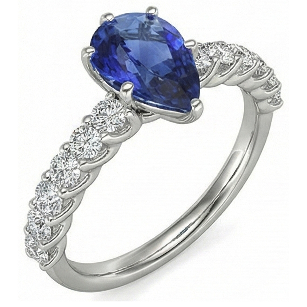 naturel pear diamant 2carats bague angle de côté