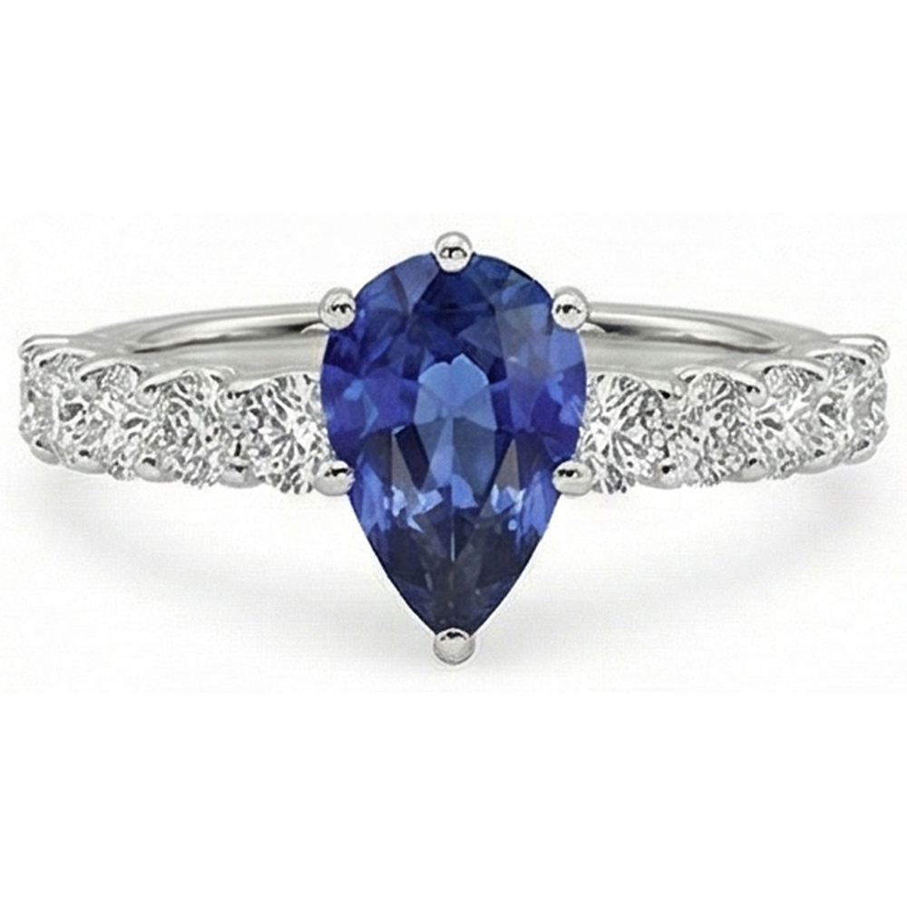 naturel pear diamant 2carats bague détail rapproché