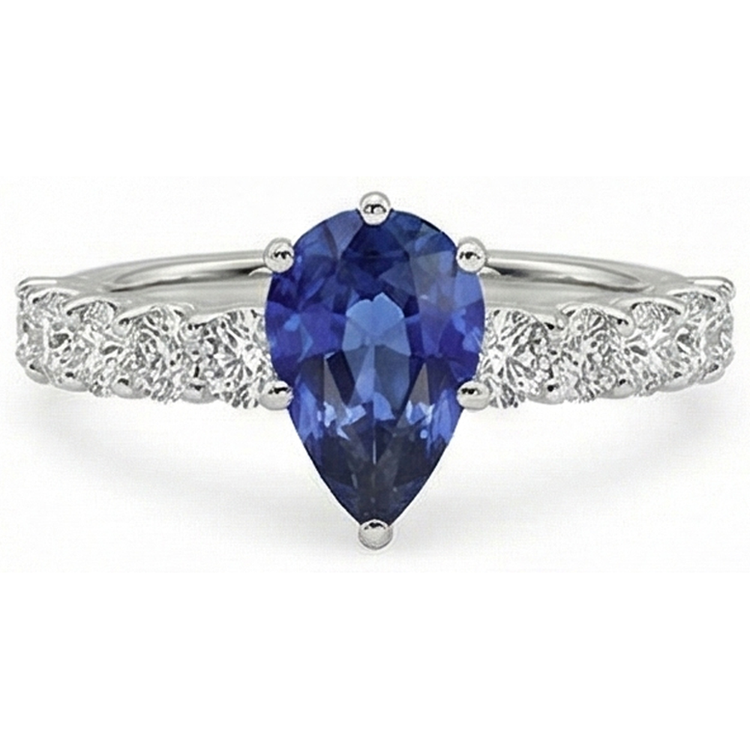 naturel pear diamant 2carats bague détail rapproché