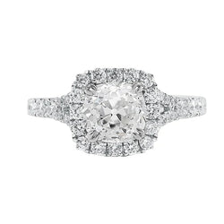 Bague Or Blanc Réel Diamant Taille Coussin Rond Halo 5 Carats Bijoux