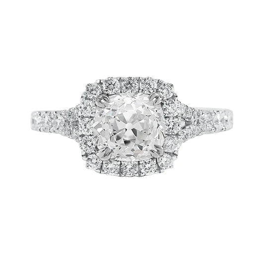 Bague Or Blanc Réel Diamant Taille Coussin Rond Halo 5 Carats Bijoux