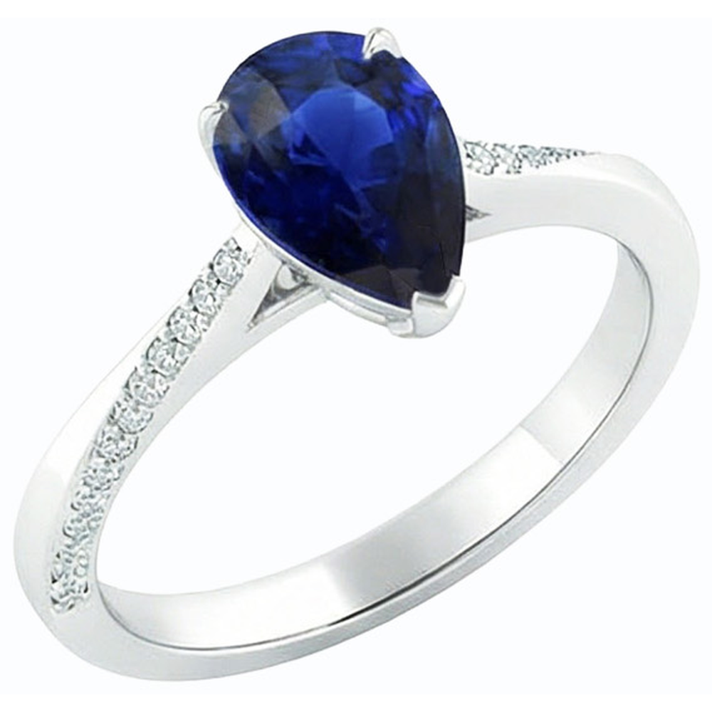 naturel pear diamant 2.50carats bague angle de côté