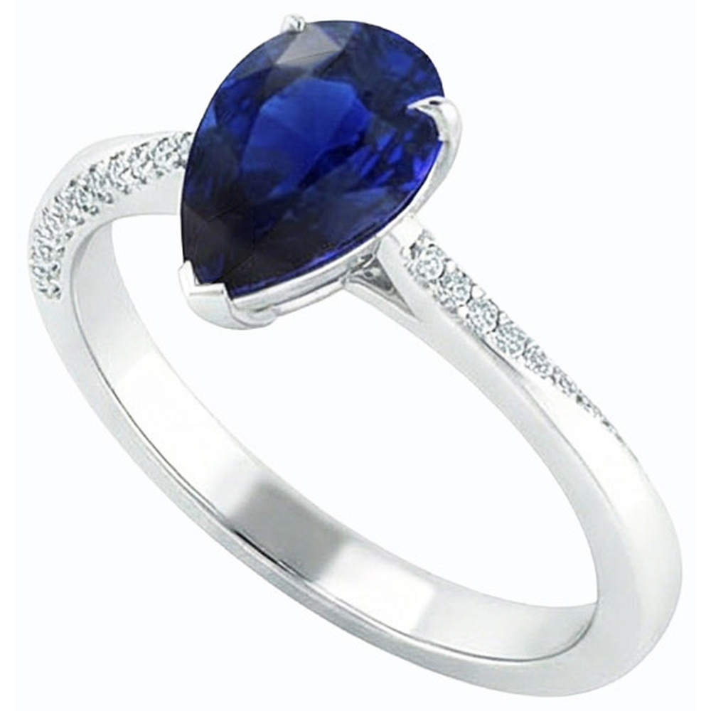 naturel pear diamant 2.50carats bague vue de dessus