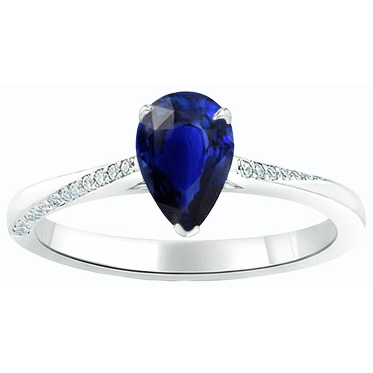 naturel pear diamant 2.50carats bague vue de profil