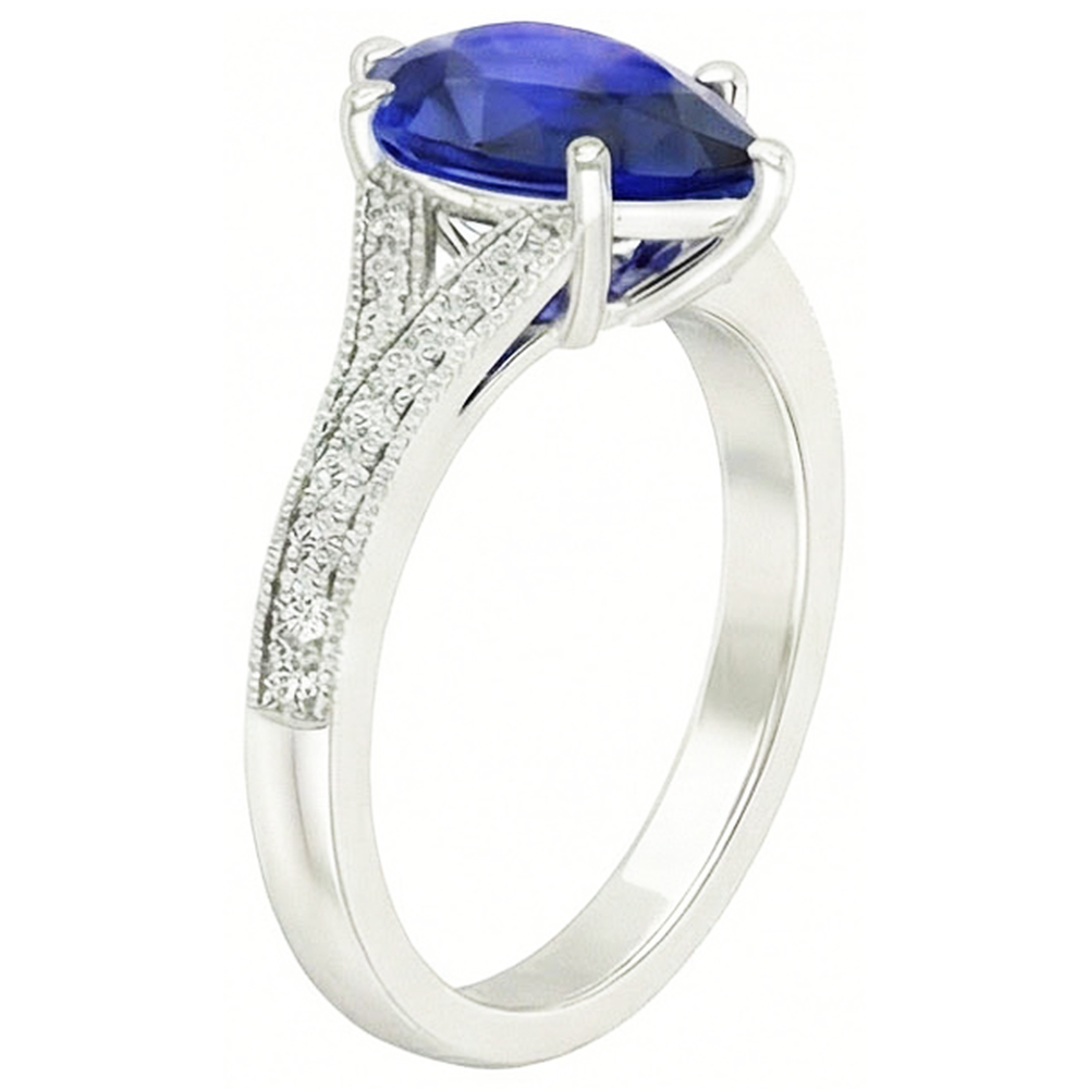 naturel pear diamant 4carats bague détail rapproché