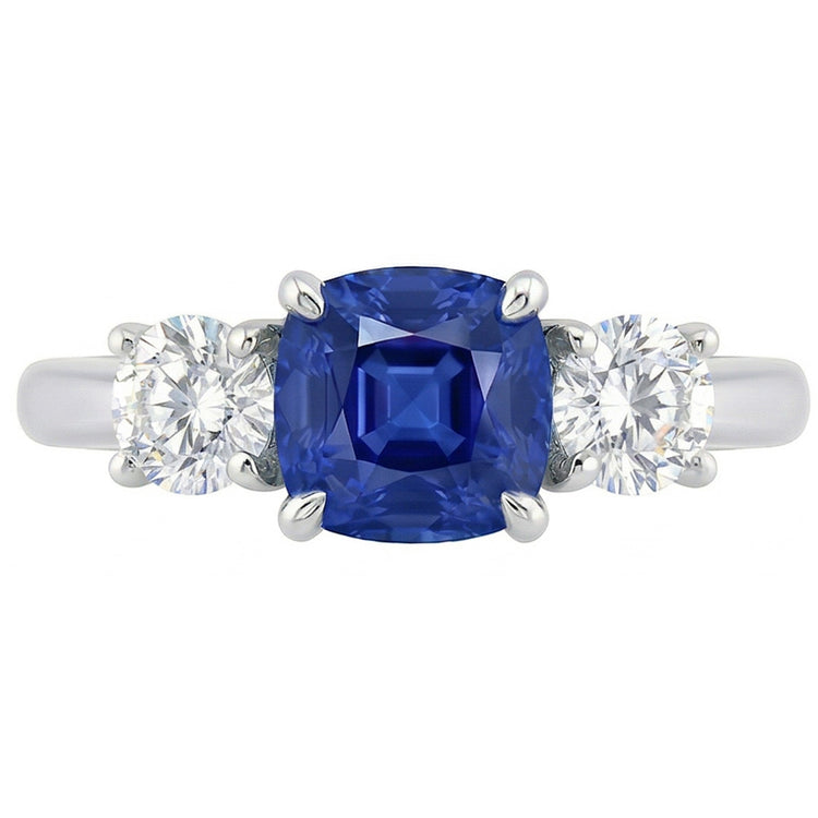 Bague Or Coussin Trois Pierres 1.25 Carats Diamant Rond Bijoux