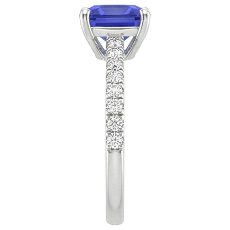 Bague Or Diamant Naturels Extraits des Mines ( et non cultivés en laboratoire ) Coussin Saphir Sri Lankais Avec Accents 3 Carats