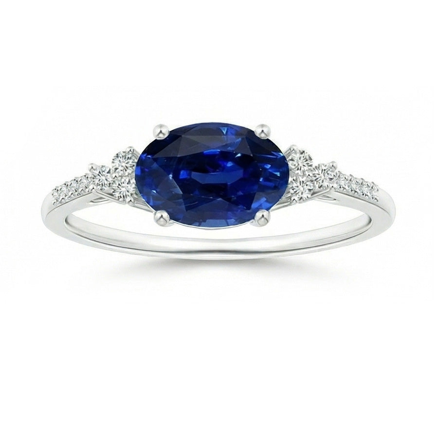 naturel oval saphir 4carats bague vue de dessus