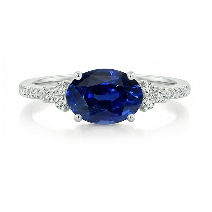 naturel oval saphir 4carats bague angle de côté