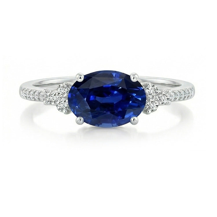 naturel oval saphir 4carats bague angle de côté