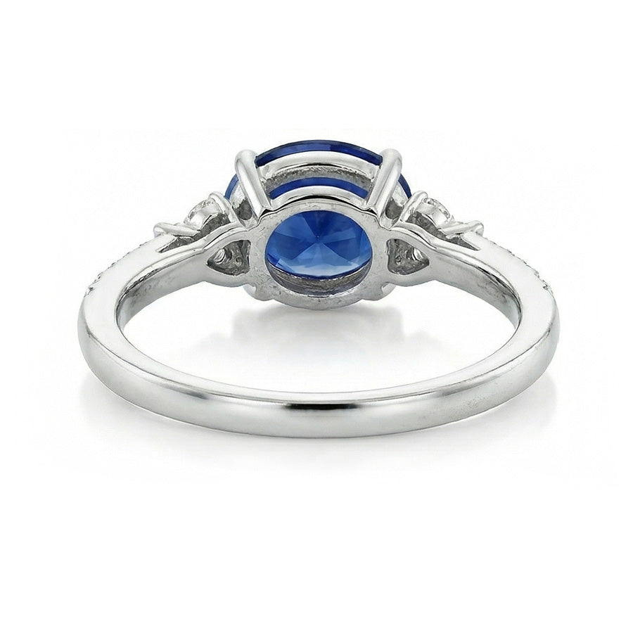 naturel oval saphir 4carats bague vue de profil