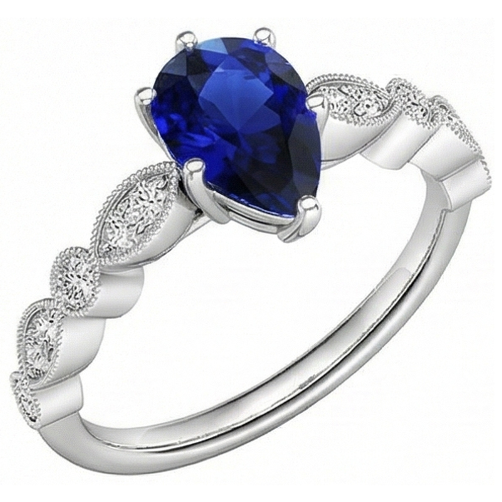 naturel pear diamant 2.50carats bague angle de côté