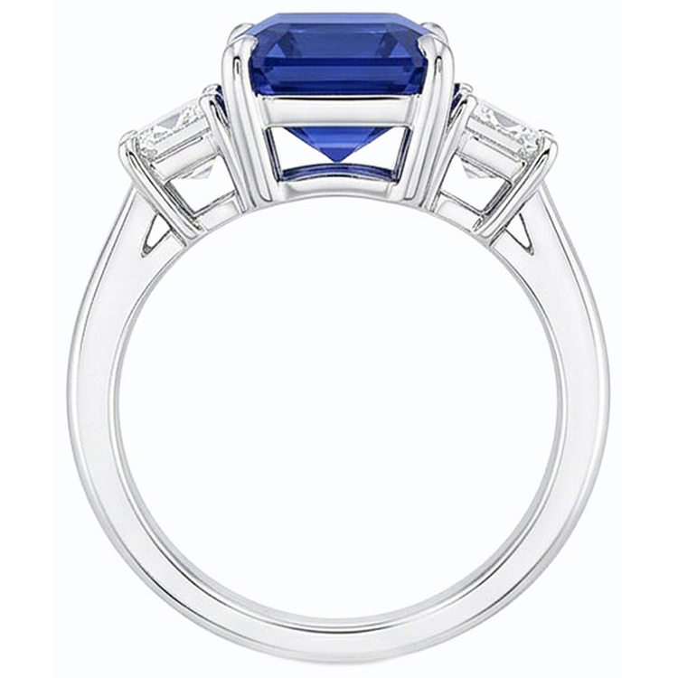 Bague Or Emeraude 3 Pierres Saphir Bleu & Diamant 3 Carats