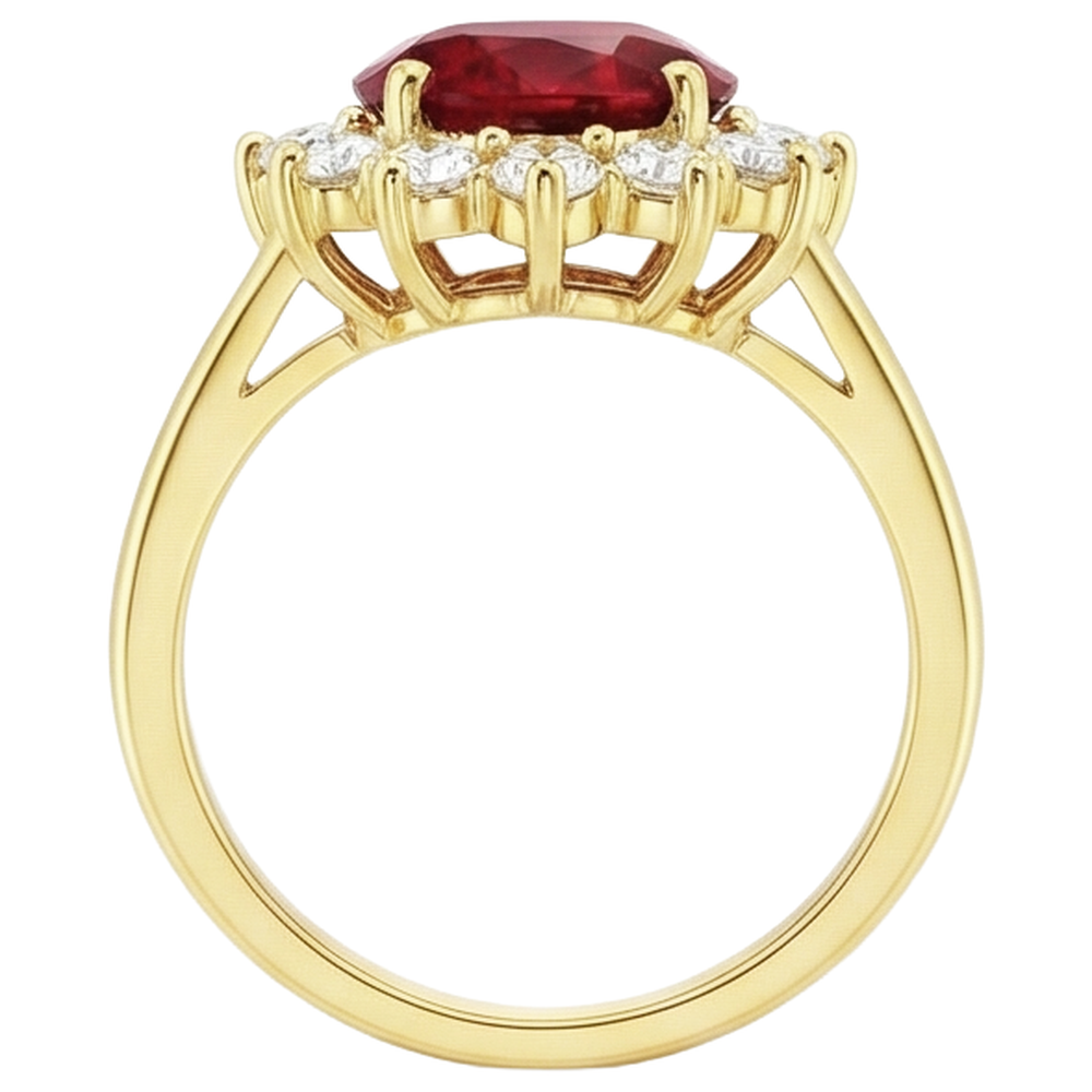 naturel oval rubis 4.70carats bague vue de dessus