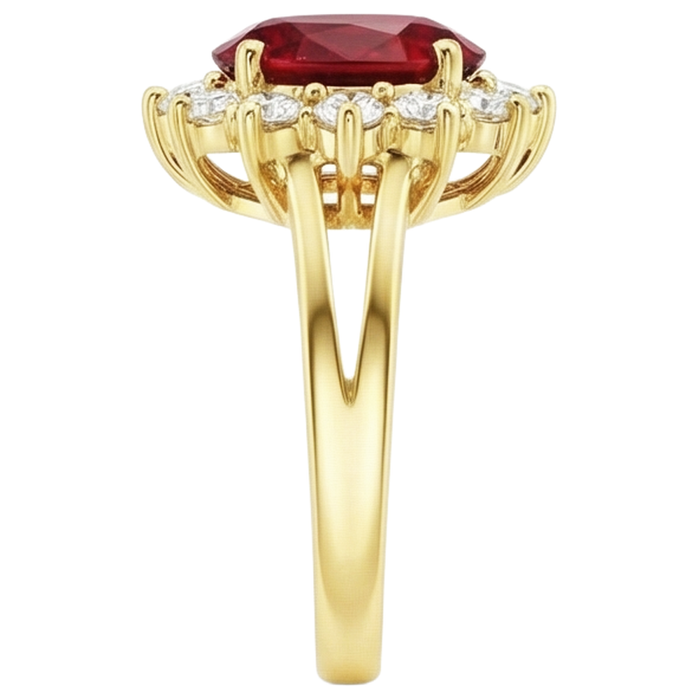 naturel oval rubis 4.70carats bague vue de profil