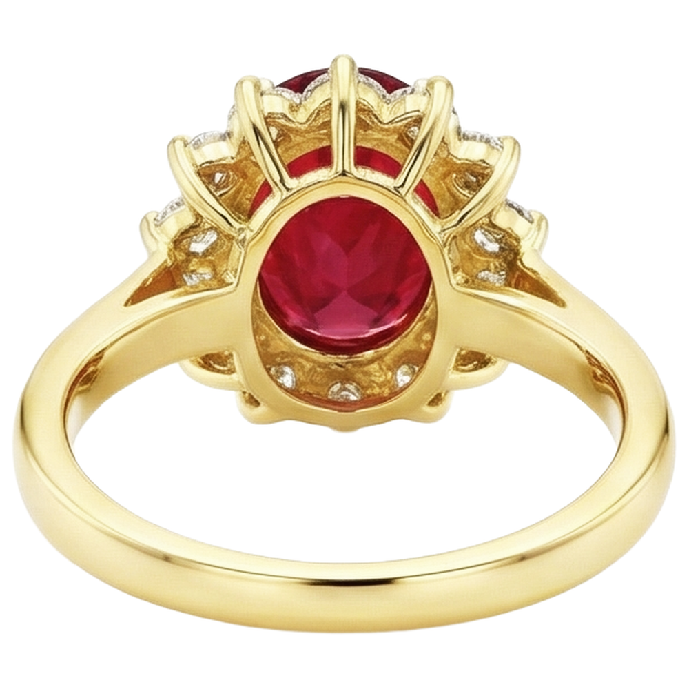 naturel oval rubis 4.70carats bague sur blanc
