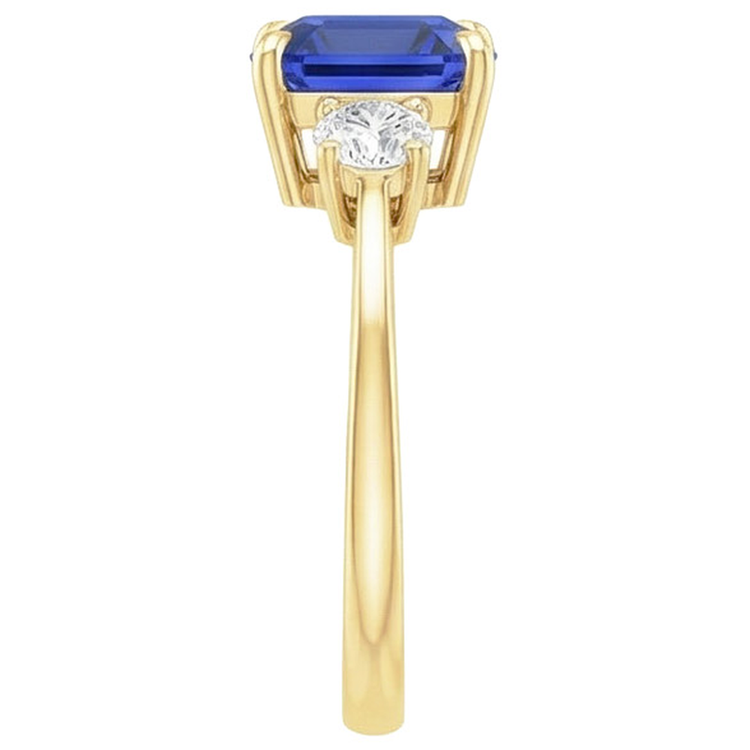 Bague Or Jaune Diamant Naturels Extraits des Mines ( et non cultivés en laboratoire ) Rond & Saphir Bleu Coussin 2.75 Carats Neuf