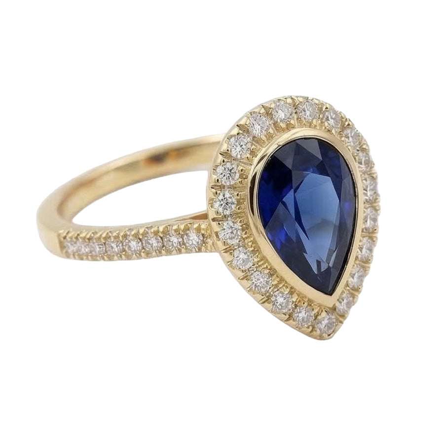 naturel pear diamant 4carats bague détail rapproché