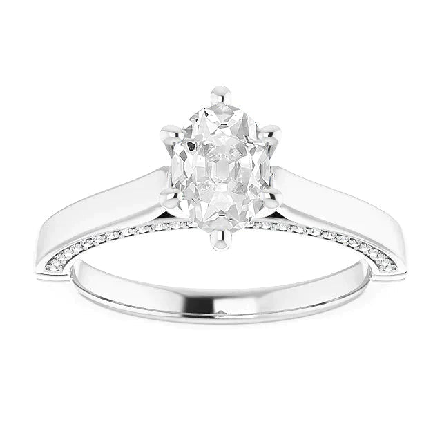 Bague Or Ovale Vieux Mineur Naturel Diamant Sertie Prong 4.25 Carats Tige Conique