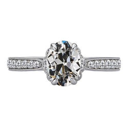 Bague Or Ovale Vieux Mineur Réel Diamant Tige Conique 6.50 Carats