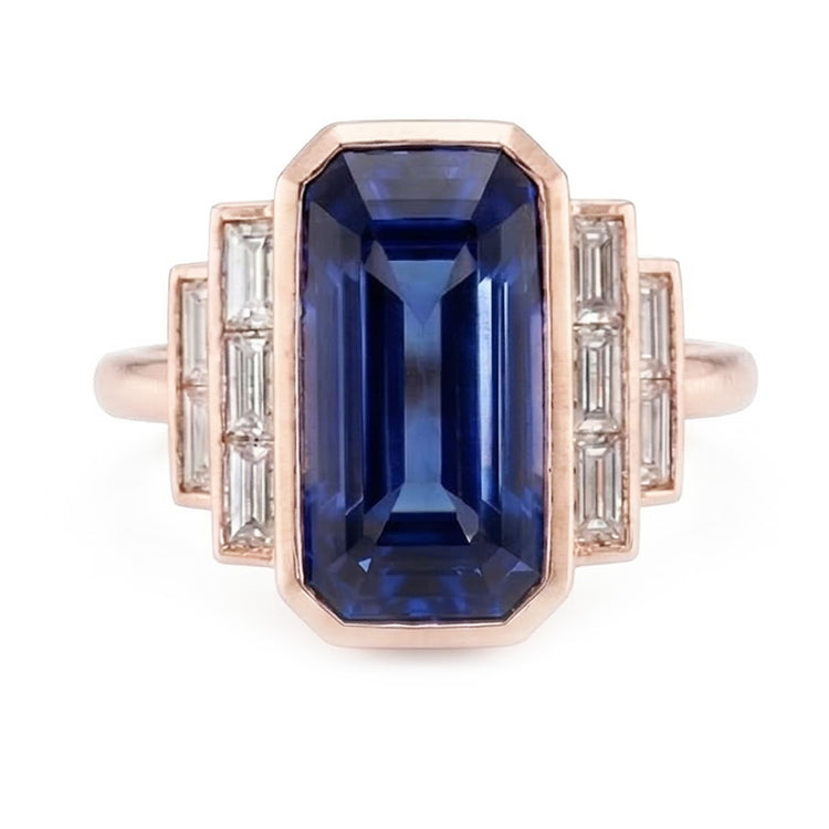 naturel baguette diamant 3.50carats bague détail rapproché