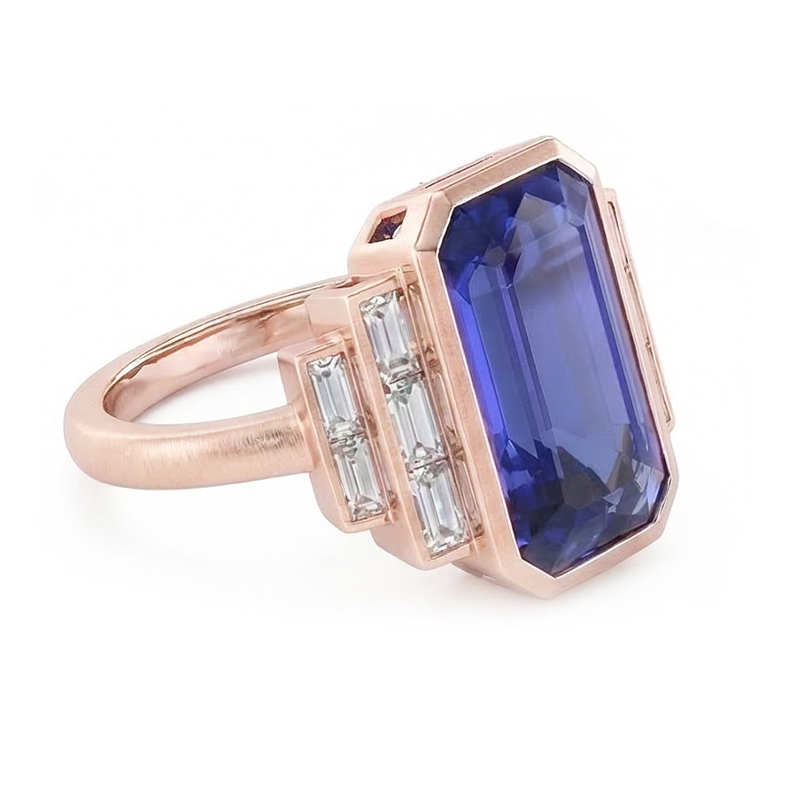 naturel baguette diamant 3.50carats bague vue de dessus