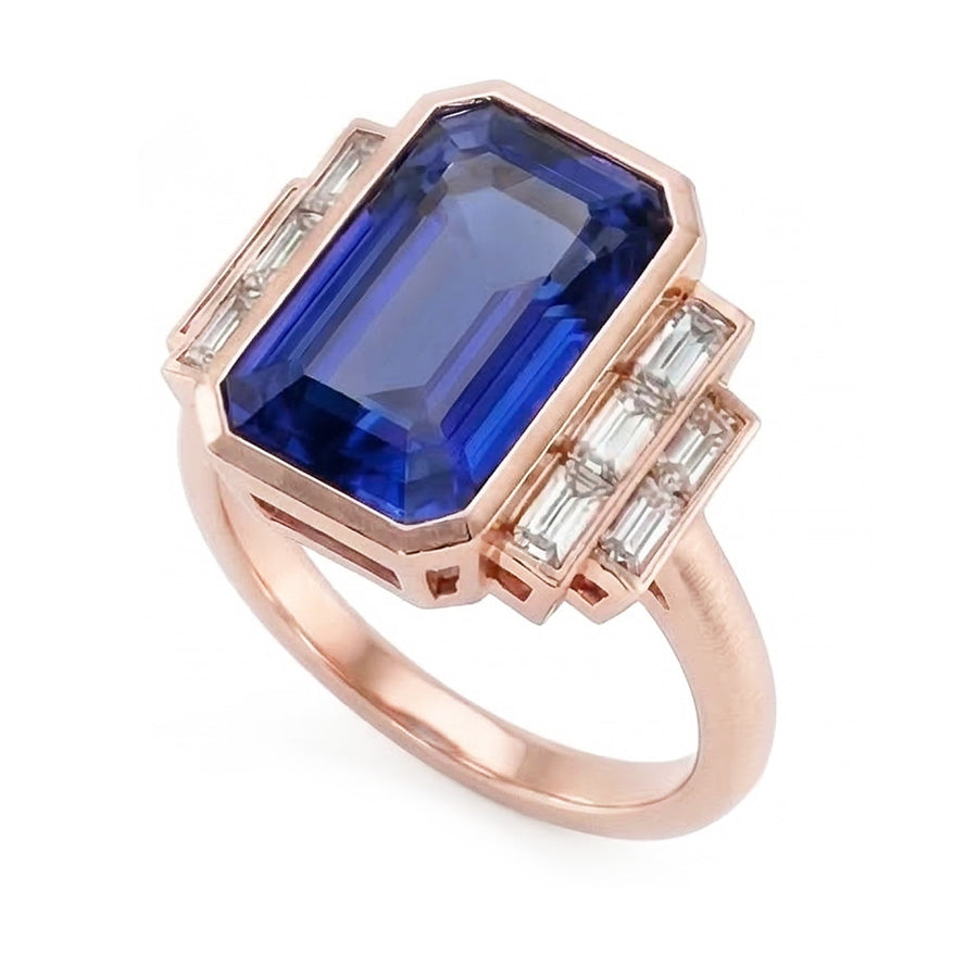 naturel baguette diamant 3.50carats bague vue de profil