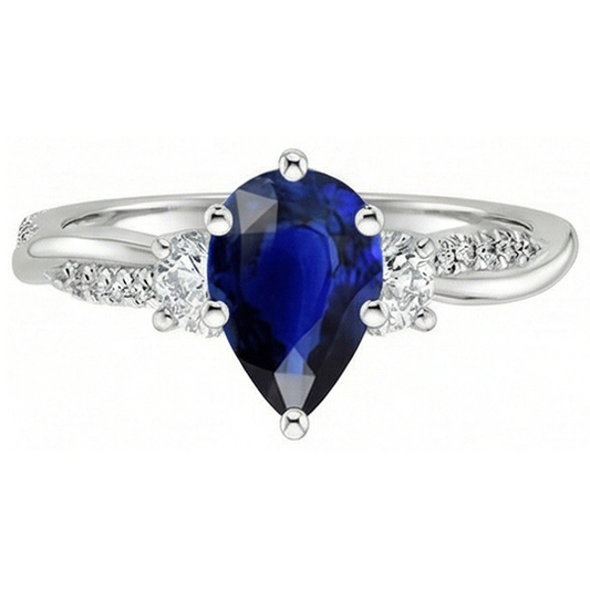 naturel pear diamant 5.50carats bague vue de profil