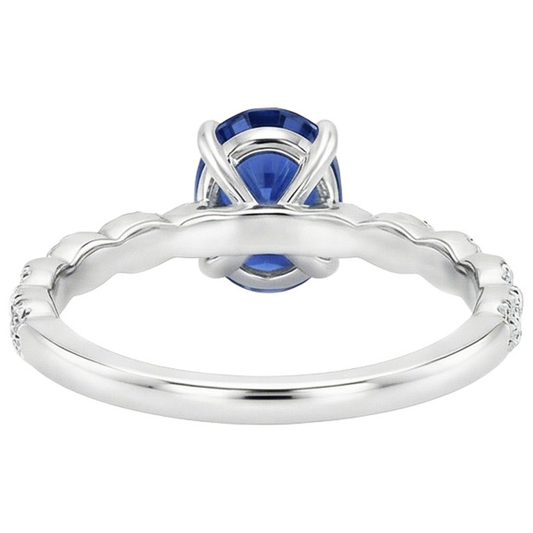 naturel oval saphir 3.50carats bague vue de dessus