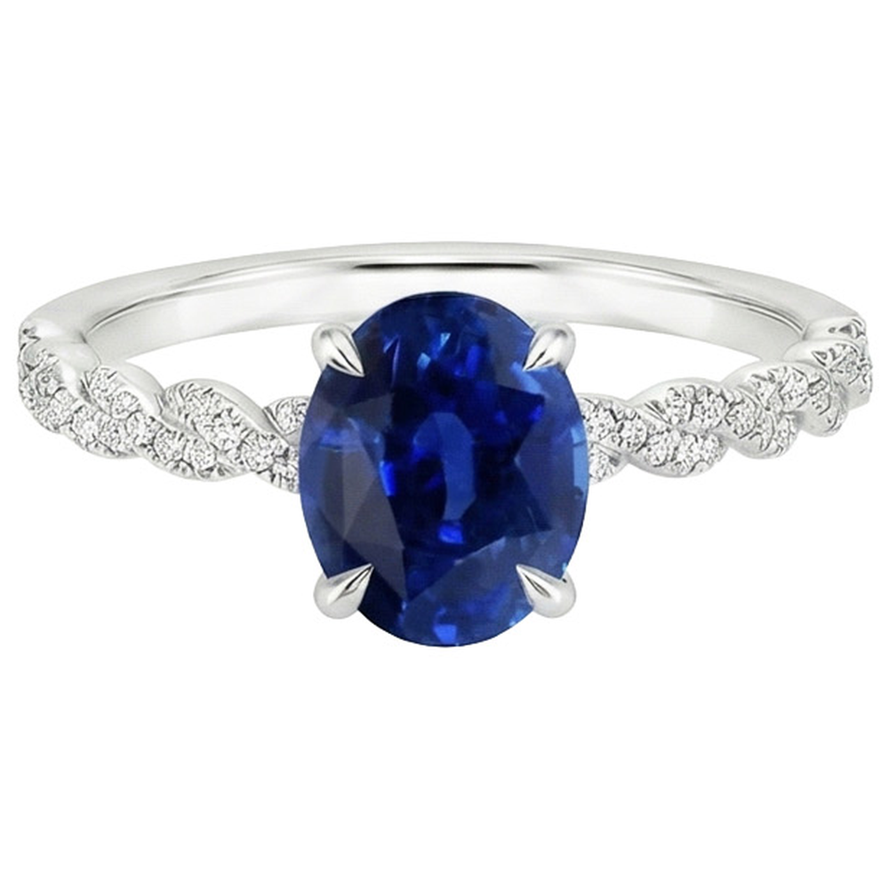 naturel oval saphir 3.50carats bague sur blanc