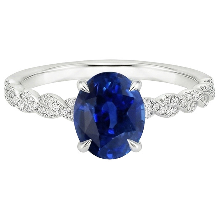 naturel oval saphir 3.50carats bague sur blanc
