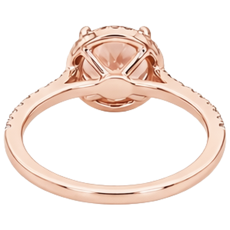 Bague Or Rose 14K 9 Carats Morganite Ronde Et Diamants Naturels Extraits des Mines ( et non cultivés en laboratoire ) Neuf