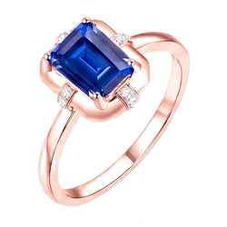 Bague Or Rose Pierres Précieuses Saphir Ceylan & Diamants Ronds 2.50 Carats