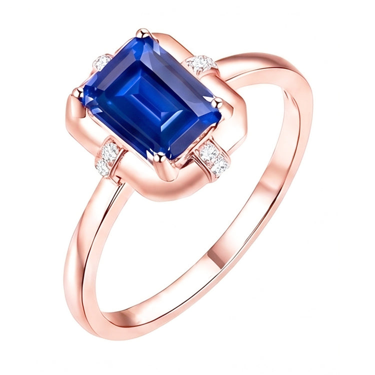 Bague Or Rose Pierres Précieuses Saphir Ceylan & Diamants Ronds 2.50 Carats