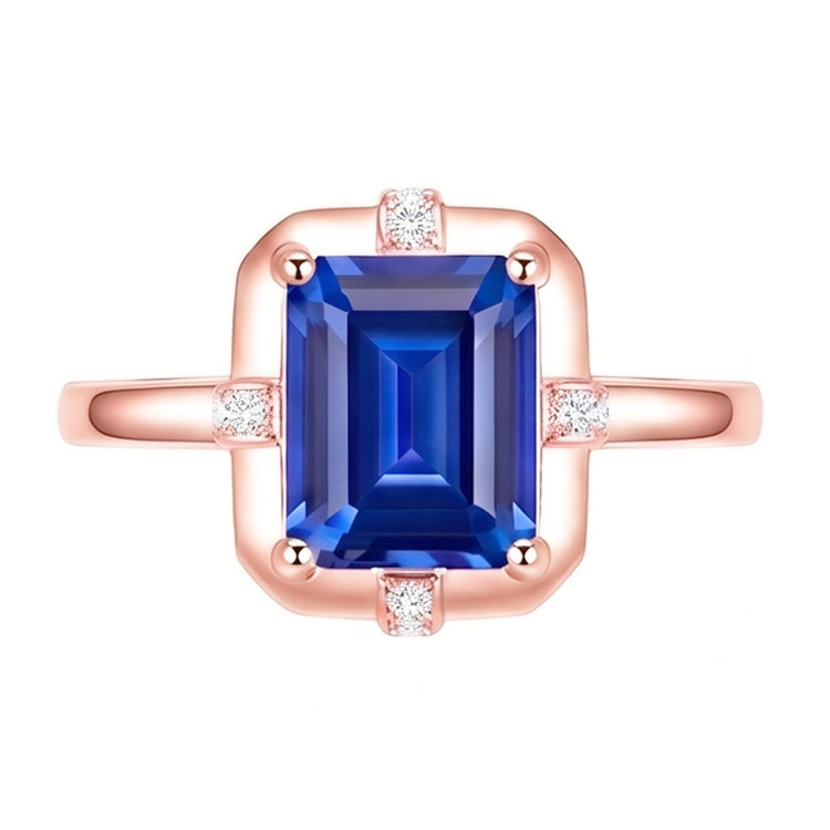 Bague Or Rose Pierres Précieuses Saphir Ceylan & Diamants Ronds 2.50 Carats