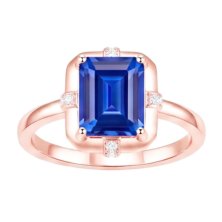 Bague Or Rose Pierres Précieuses Saphir Ceylan & Diamants Ronds 2.50 Carats